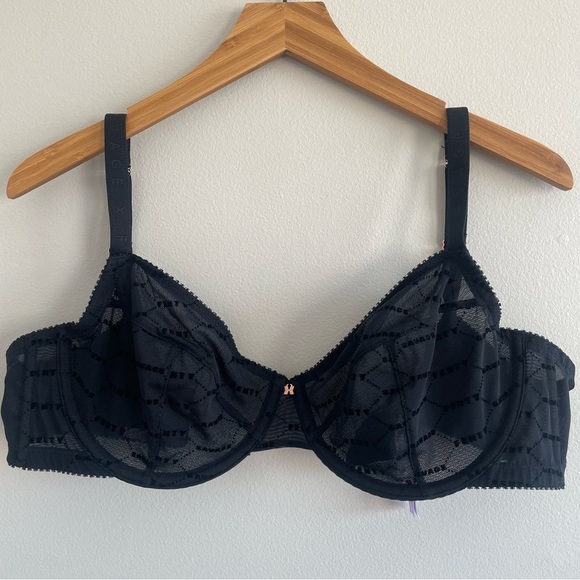 Savage X Fenty Flocked Logo Unlined Demi Bra Size 38DD - Picture 1 of 7